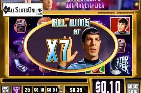 Multiplier win screen. STAR TREK Explore New Worlds from WMS