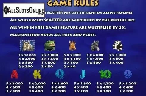 Paytable 4. Safari (KA Gaming) from KA Gaming
