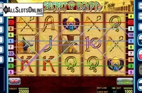 Reels screen. Secret Of Egypt Deluxe from Novomatic