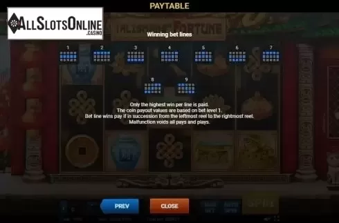 Paytable 3. Talismans of Fortune from Evoplay Entertainment