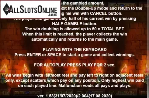 Paytable 5. The Temple Of Astarta from Casino Technology