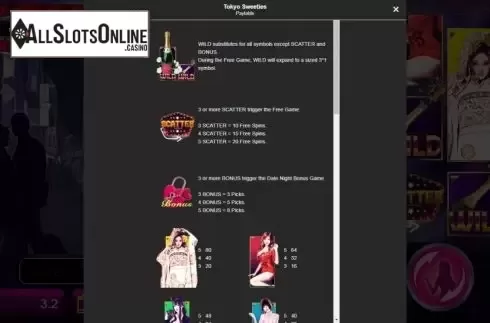 Features screen. Tokyo Sweeties from Manna Play