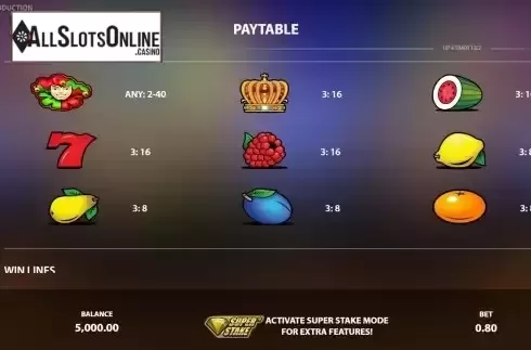 PayTable Screen