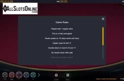 Info 1. Vegas Single Deck Blackjack (Switch Studios) from Switch Studios