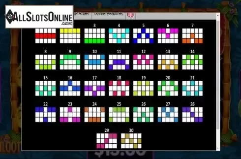 Paylines screen