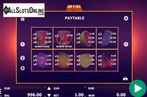 PayTable screen