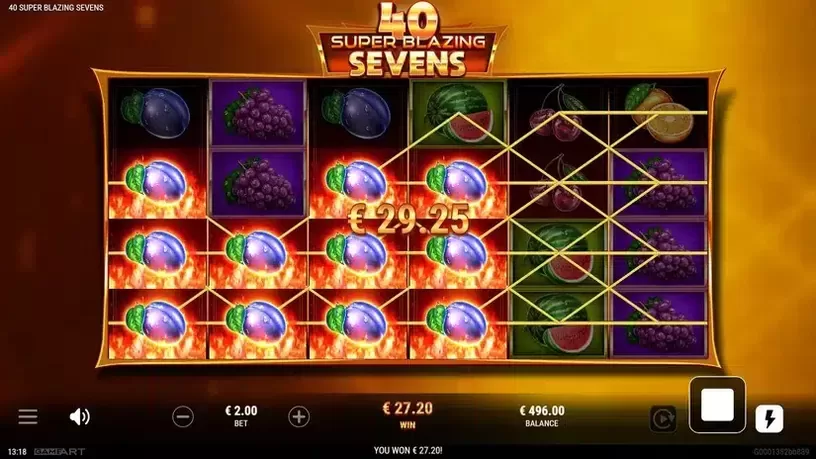 40 Super Blazing Sevens slot screenshot 2