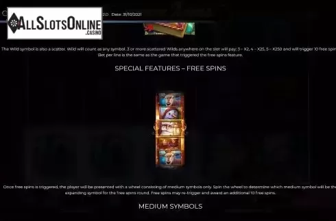 Free Spins feature screen