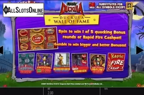 Paytable 4. Count Duckula from Blueprint
