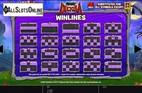 Paytable 5. Count Duckula from Blueprint