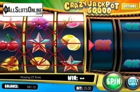 Game Workflow screen (Betway). Crazy Jackpot 60000 from Betsoft