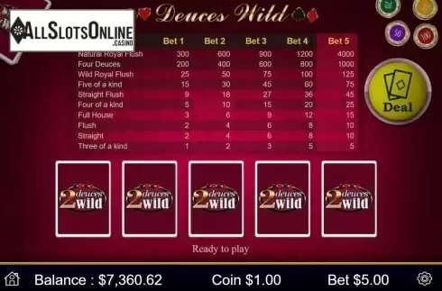 Reel Screen. Deuces Wild (Mobilots) from Mobilots