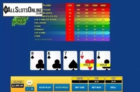 Game Screen. Double Bonus Poker (Habanero) from Habanero