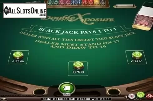Game Screen. Double Exposure Blackjack Professional Series High Limit from NetEnt