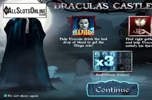 Start Screen. Dracula's Castle from Wazdan