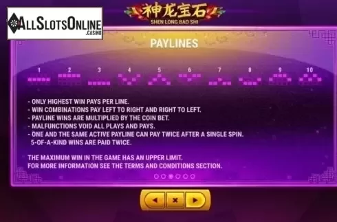 Paytable 3. Dragon Gems (Shen Long Bao Shi) from Skywind Group