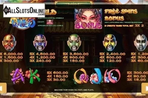 Paytable . Face Off from PlayStar