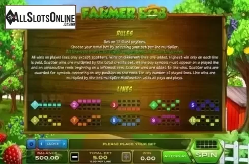 Lines. Farmer Bob from Xplosive Slots Group