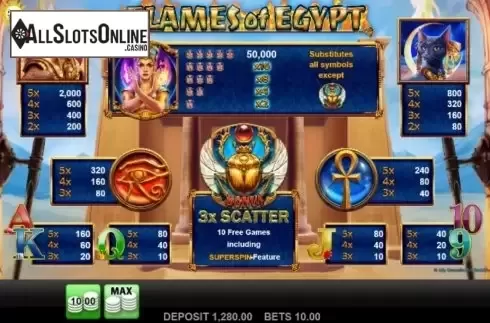 Paytable. Flames Of Egypt from Merkur