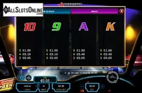 Paytable 3. Flash Cash from Ainsworth