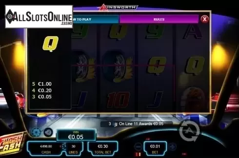 Paytable 4. Flash Cash from Ainsworth