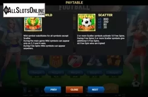 Paytable 2. Football (Evoplay) from Evoplay Entertainment