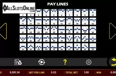 Paylines screen