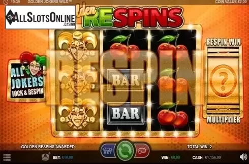 Respin screen. Golden Jokers Wild from Betsson Group