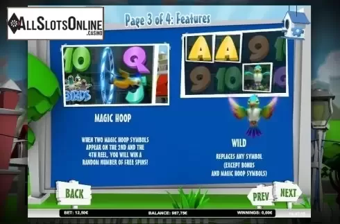 Paytable 3. Happy Birds from iSoftBet