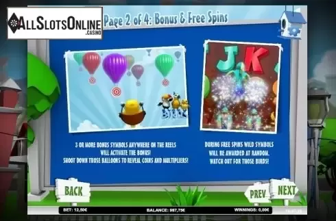 Paytable 2. Happy Birds from iSoftBet