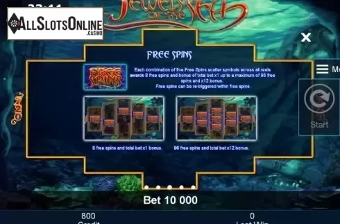 Paytable 3. Jewels of the sea from Greentube