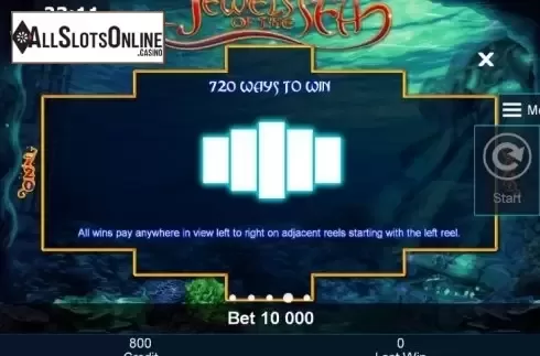 Paytable 4. Jewels of the sea from Greentube