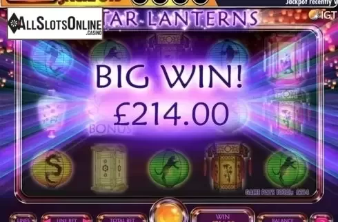 Screen 5. Mega Jackpots Star Lanterns from IGT