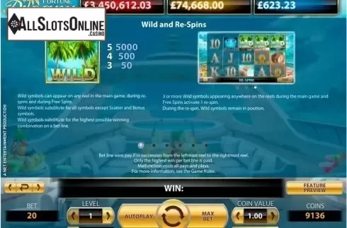 Paytable . Mega fortune dreams from NetEnt