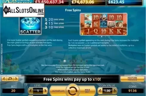 Paytable 2. Mega fortune dreams from NetEnt