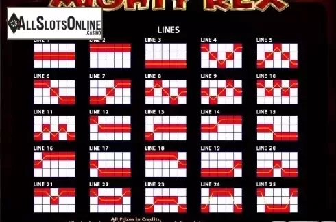 Paytable 3. Mighty Rex from Casino Technology