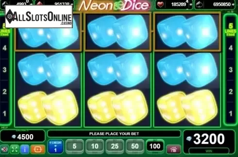 Win Screen. Neon Dice from EGT