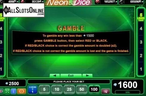 Features. Neon Dice from EGT