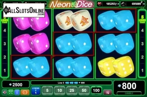 Win Screen 2. Neon Dice from EGT