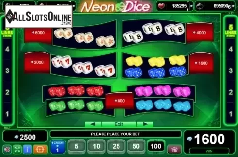 Symbols. Neon Dice from EGT
