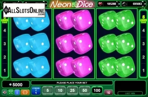 Reel Screen. Neon Dice from EGT