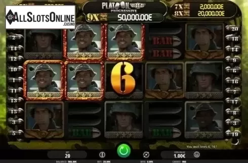 Win Screen. Platoon Wild Progressive from iSoftBet