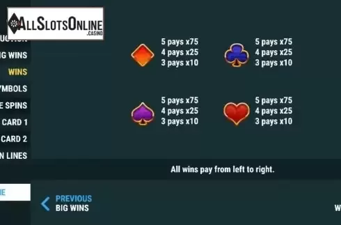 Paytable. Reel Magic Wins from Slot Factory