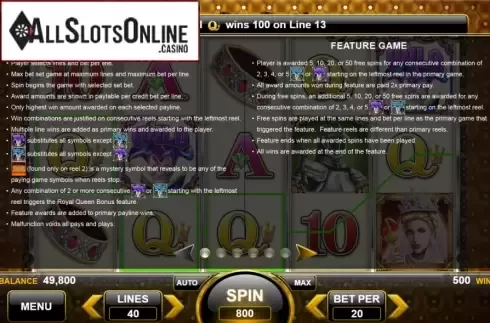 Features 1. Royal Queen from Spin Games