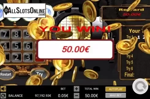 Win Screen. Safecracker (Gamatron) from Gamatron