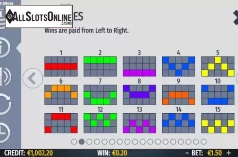 Paytable screen 2. Secret of Sphinx from Octavian Gaming