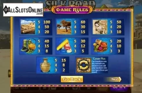 Paytable. Silk Road (Aiwin Gaming) from Aiwin Games