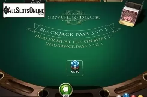 Game Screen. Single Deck Blackjack Professional Series from NetEnt