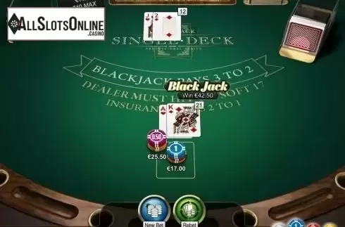Game Screen. Single Deck Blackjack Professional Series from NetEnt