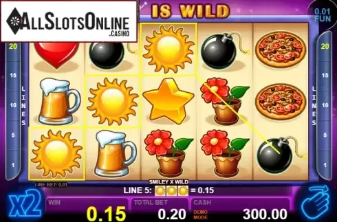 Win screen 3. Smiley X Wild from Casino Technology